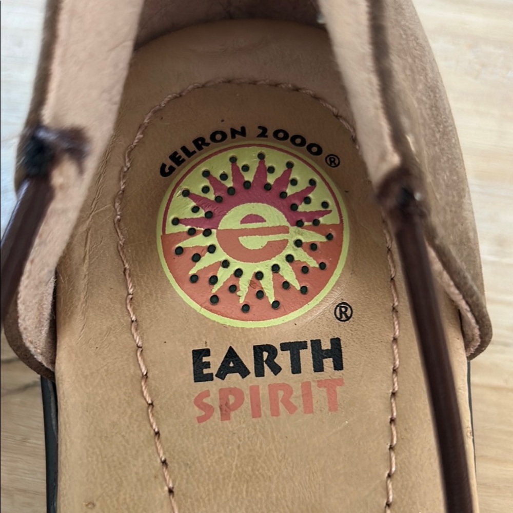 Earth Spirit Brown Sandals with Strappy Design and Floral Detail - Picture 2 of 7